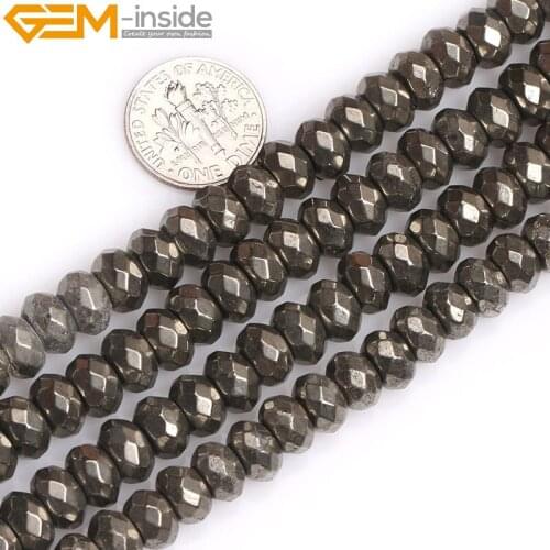 5*8mm Rondelle Natural Gray Faceted Pyrite Stone Semi Precious Beads for Jewelry Making Beads 15 Inches Gem-inside
