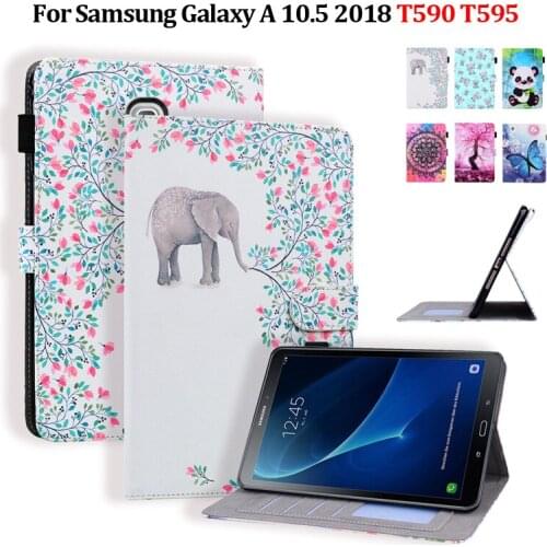 Tablet For Samsung Galaxy Tab A 10.5 Case SM-T590 SM-T595 Cute Bear Elephant Panda Leather Cover For Galaxy Tab A 10.5 2018 Case
