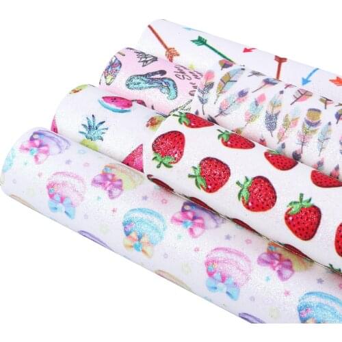 David accessories fruit strawberry printed faux synthetic leather for hair bow bag handmade materrals diy,1Yc4637