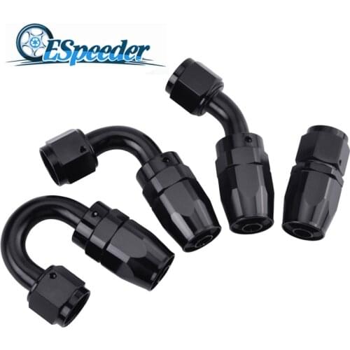 ESPEEDER AN8 Anoized Aluminum Oil Fuel Swivel Hose Straight 45 90 180 Degree Hose End Oil Cooler Kits Black