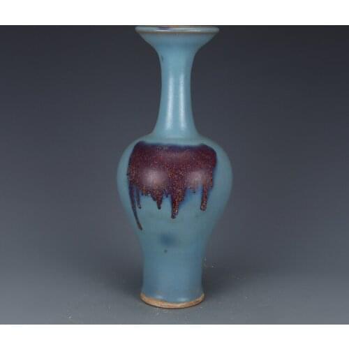 Antique SongDynasty porcelain vase,Blue glaze red spotte bottle,Hand-painted crafts,Decoration,Collection&Adornment