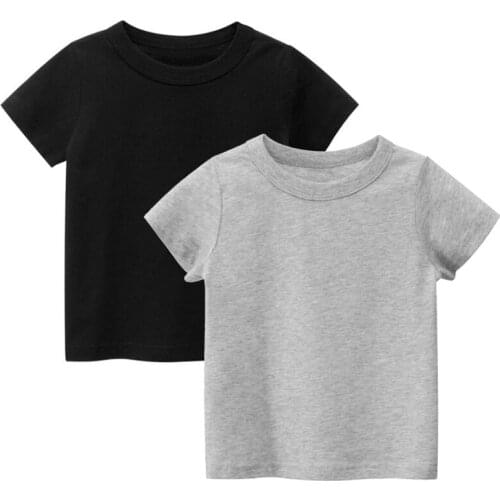 2 Pcs Boys Girls T Shirt Plain Tops for Baby Kids Toddler Children Summer Solid Tees Short Sleeve Casual T-Shirts Wholesale