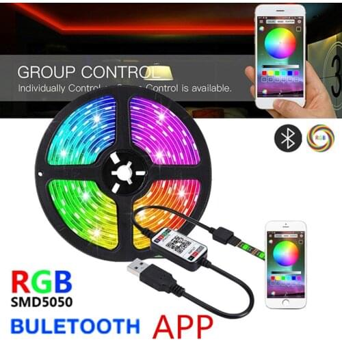 USB LED Strip Light Flexible Lamp 1M 2M 3M 4M 5M Tape Diode SMD 5050 5V RGB LED Lights TV Background Lighting Bluetooth Control