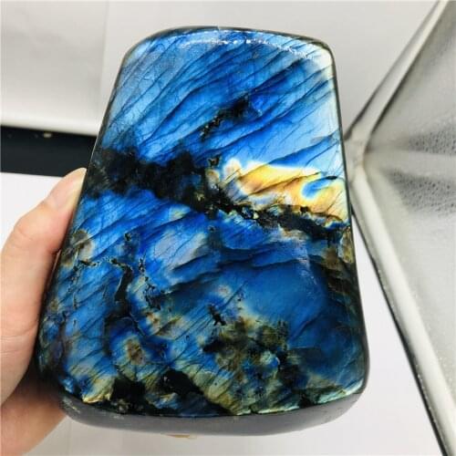 Pretty Natural Crystal Quartz Polished Gemstone Large Labradorite Stone with Blue or Yellow Flash