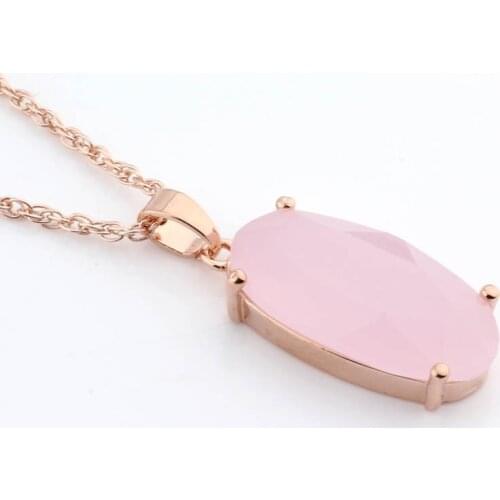 New Fashion 585 Rose Gold Color Cubic Zircon Pendant and Necklaces For Women Girls classic Big Oval design Wedding Pendants