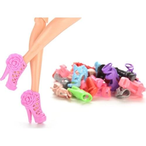 15 Pairs Hot Sale Summer Colorful High Heel Sandals Shoes For Doll Mix Pairs Doll Accessories Girl Gift Wholesale