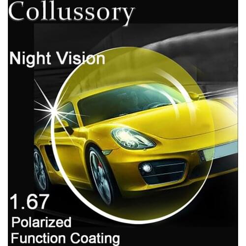 1.67 Index Polarized Night Vision Yellow Optical Prescription EMI HMC Driving Sunglasses Lenses Top Quality Anti-Glare Glasses