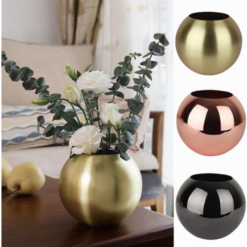 Fashion Stainless Steel Vase Metal Flower Storage Container Organizer Polished Flowerpot