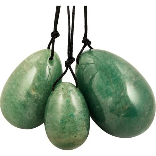 Tigers Eye Yoni Eggs Set of 3, Predrilled with Unwaxed String, Massage Stones for Women to Strengthen Pelvic Floor Muscles with