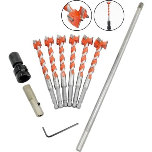 10Pcs/Set 16/18/20/22/25mm Hex Threaded Drill Bit Tile Glass Door Lock Reamer Hole Opener Kit Woodworking Drill Accessories