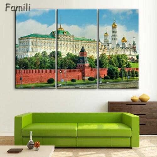 Wall Art Modular Pictures 4 Pcs Moscow Russia Kremlin City Modern Oil Painting On The Wall Pictures For Living Room Hot Cuadros