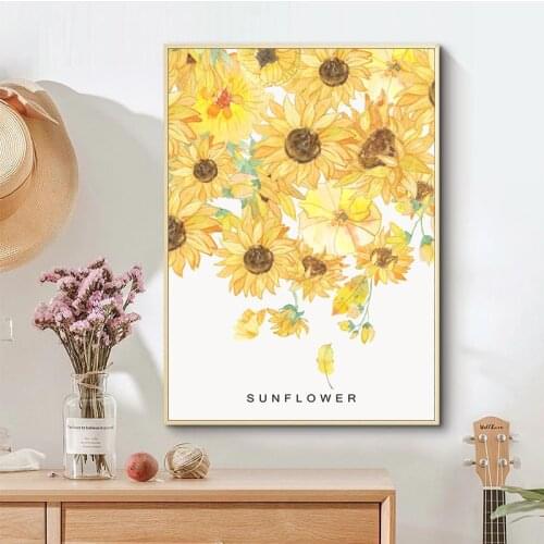 Plant Sunflower Canvas Print Art Poster Wall Decoration Painting Nordic Minimalist Style Painting Home Decoration Room Decor
