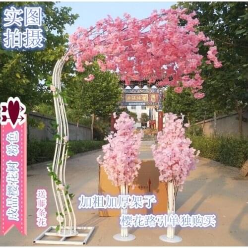 Custom new cherry road guide wedding cherry simulation peach tree iron shelf cherry tree wedding props decoration tengtiao