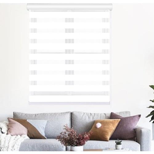 Custom size window curtains double layer zebra roller blinds for home washroom toilet good ventilating easy to clean
