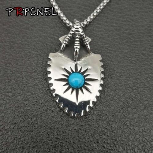 Eagle Pendant Necklace green stone Biker Jewellery Mens Fashion Animal Jewelry Wholesale a lot Retro Style Chain Hawk Wing