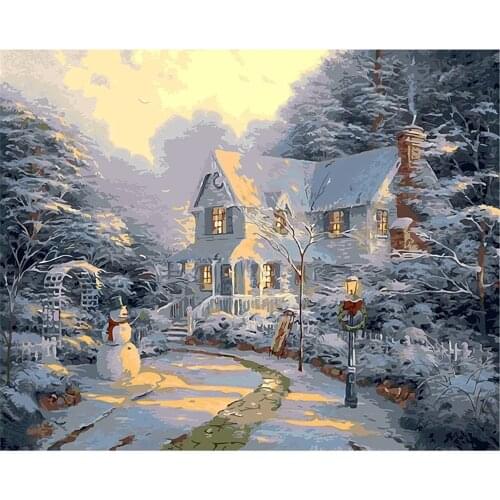 Landscape Winter DIY Cross Stitch 11CT Embroidery Kits Craft Needlework Set Cotton Thread Printed Canvas Home Room