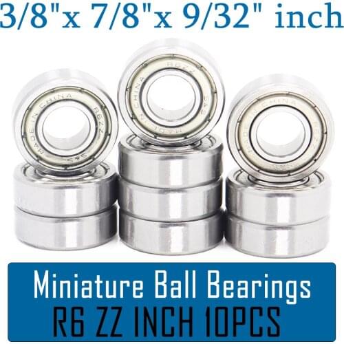 R6ZZ Bearing ABEC-1 (10PCS) 3/8"x7/8" 9/32" inch Miniature R6 ZZ Ball Bearings For RC Models R6-2Z