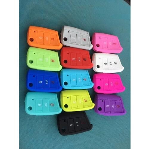 Pusakieyy 1Pc Silicone Case For VW Golf 7 MK7 Golf7 Octavia A7 Shell GTI 2013 2014 New Key Cover Protective Bag Car Accessories
