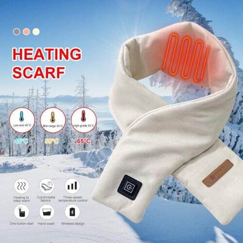3 Heating Levels Adjustable Heated Scarf Winter Scarf USB Charge Electric Heated Neck Wrap For Men Women Outdoor Warm Hiking