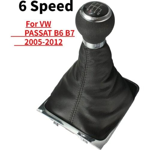 For VW PASSAT B6 B7 2005-2012 Car Gear Head 6 Speed Manual Gear Shift Knob Lever Stick Shifter Gaiter Boot Cover PU Leather