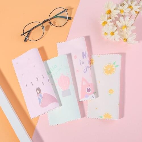 3Pcs/Set Glasses Cloth Female Student Myopia Glasses Cloth Cute Leaf Fruit Unicorn Suede Wipe Cloth For Phone Computer Cleaning