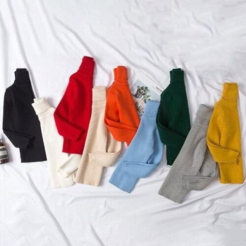 Family Match Clothes Baby Girls Boys Sweaters Turtleneck Women Sweaters Cotton Candy Color Kids Sweater Family Outfits