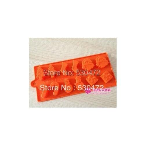 Silica gel cake mould Christmas chocolate molds Wand + socks + Christmas + Snowman kitchen tools