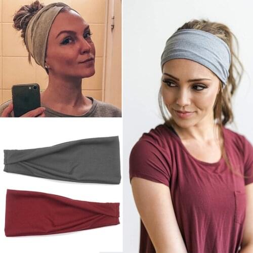 Unisex Sport Headband Sweatband Cotton Elastic Yoga Hairband Wide Headwear Running Accessories Stretch Hair Band for Women Men