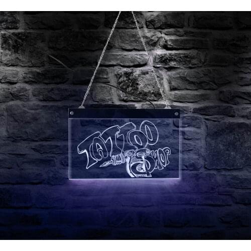 Tattoo Shop LED Business Wall Sign Display Board Tattoo Gun Machine Tattoo Studio Logo Hanging Wall Sign Advertisement Light