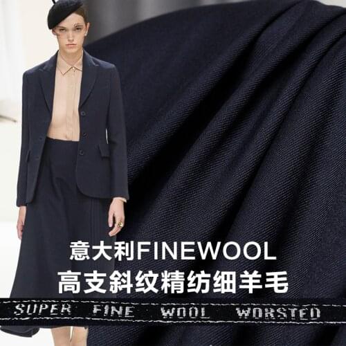 The cloth Dark Blue Italy High Supers Twill Worsted 100%Wool Garment Materials Autumn Suits DIY clothes fabrics Freeshipping