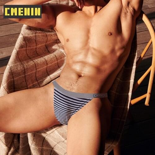 Popular Cotton Stripe Underpants Gay Men Sexy Mans Underwear Thong Men Jockstrap Low waist Mens thong And G strings Top BS3119