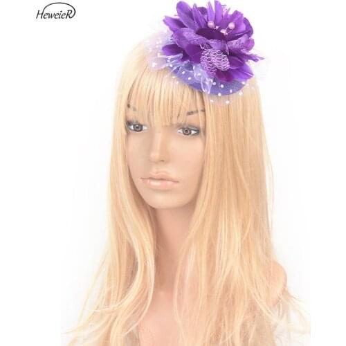 Handmade Fascinator Flower Beads Hat Hair Clip Lace Cocktail Races Wedding Party Bride Women Girl Hairpiece Headwear Accessory