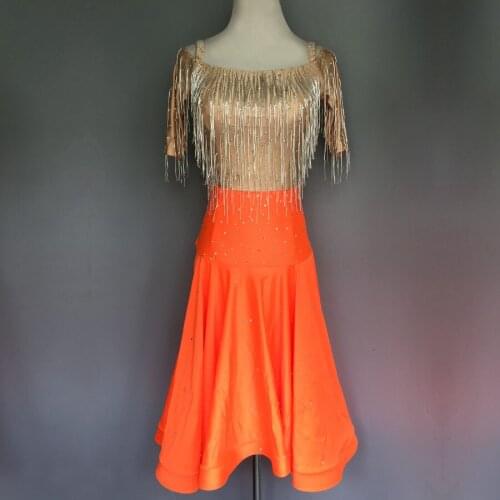 New Professional Women Latin Dance Dress Shiny Bead Tube High-end Sexy Tassels Dance Dresses Female Competition Clothing