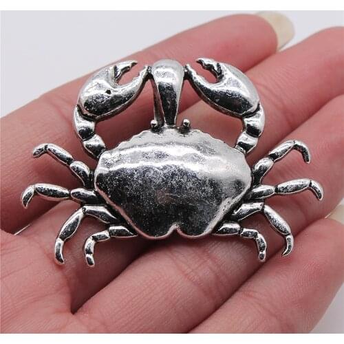1pcs 38x54mm Crab Charms Pendant For Jewelry Making Antique Silver Color DIY Handmade Craft Alloy Charms