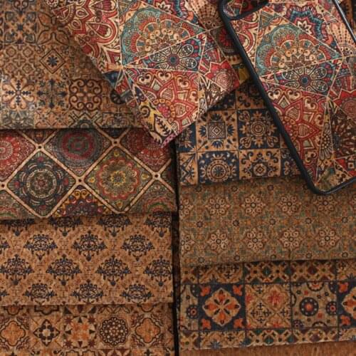 100*135cm 0.5mm Natural Cork Synthetic Pu Leather Printing Faux Fabric Environment Wood For Handbag Shoes Garment Diy Material