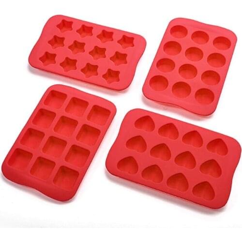 13MC 4-in-1 Silicone Baking Mold Heart Round Sqaure Star Chocolate Candy Molds Tray Set Soap Resin Casting Molds Crafts Kit