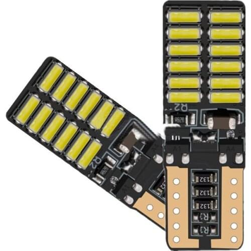 2pcs Led Decoding Constant Current Width Indicator T10 4014 24smd License Plate Light Reading Lamp 12/24V Led Light white