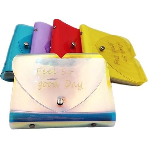 3 inch Photo Album Pockets Candy Laser Transparent Colorful Cute Beautiful PVC Mini Album Instax & Name Card Holder Storage Book