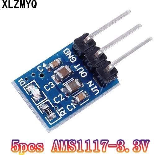 5pcs DC 5V to 3.3V Step-Down Power Supply Module AMS1117-3.3v LDO 800MA Adjustable Boost Board AMS-1117 DC4.2V-10V