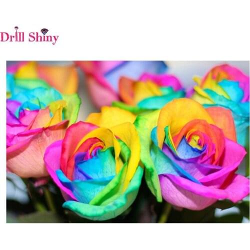 5d diy diamond embroidery colorful rose flower diamond painting Cross Stitch full square drill Rhinestone mosaic decoration