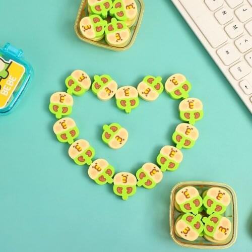 8pcs/set Creative Cartoon Little Parrot Boxed Eraser Student Drawing Rubber Kawaii Clean Stationery Supplies Back To School