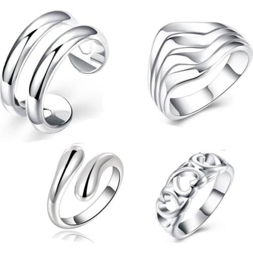 4pc/set fashion Charm Silver color Finger Ring Set for Women Vintage Boho Knuckle Party Rings Jewelry wedding Gift for Girl