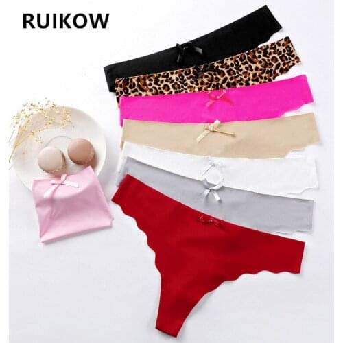 Free Shiping One Piece Seamless Ladies Briefs Iice Silk Womens Sexy Underwear Wave Edge Nylon Soft Thongs G-String for Female