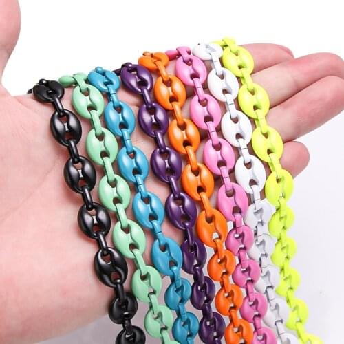 1m New Colorful Enamel Plating Coffee Bean Chains Pig Nose Chains Bracelets Punk Hip Hop DIY Jewelry Handmade Necklace Wholesale