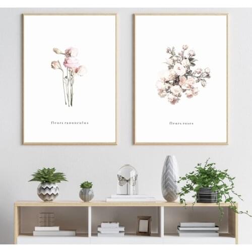 French Version Fleurs Roses Posters and Prints Beautiful Flowers Modern Minimalist Painting Wall Pictures Living Room Wall Decor