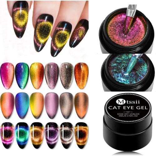 Mtssii 5ml 9D Galaxy Cat Eye Nail Gel Chameleon Magnetic Soak Off UV/LED Nail Varnish 5ml Semi Permanent Manicure Gel Lacquer