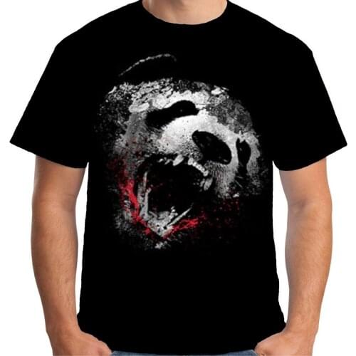 Hot Sale Summer Mens T Shirt Killer Panda Endangered Horror Zombie A19941 100% Cotton For Man Shirts