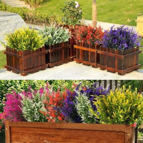 Hot 8 Bundles Artificial Flowers Plants UV Resistant Faux Outdoor Fake Plastic High Quality Lavender