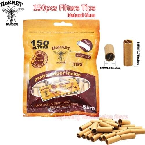 HORNET 150PCS Per Rolled Rolling Filter Tips Paper Natural Gum Slim Rolled Natural Unrefined Smoke Cigarette Filter Rolling Tips