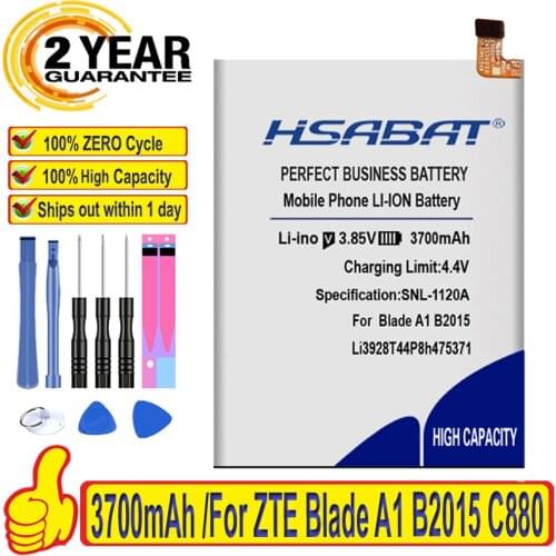 HSABAT 100% New 3700mAh Li3928T44P8h475371 Battery for ZTE Blade A1 B2015 C880 C880A C880S AXON Mini Xiaoxian 3 V8 Mini V8mini